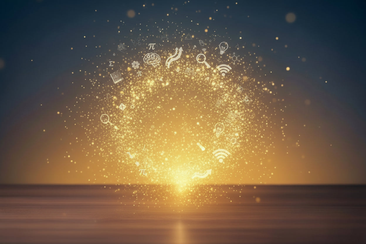 Laptop on a wooden surface with 'Empower Yourself with Knowledge' text and educational icons.